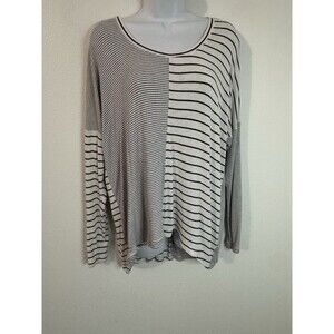CAbi Women Shirt S Long Sleeve Striped Pivot Tee Top 3806 Drop Shoulder Casual